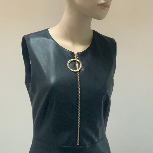 HP✨Calvin Klein Faux Leather ZIP Front Dress 2 NWT - Picture 2 of 8